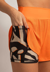 Shorts duplo liso laranja magnético Magnetic