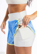 Shorts duplo Bege Luna e Estampado com bolso Sinergia