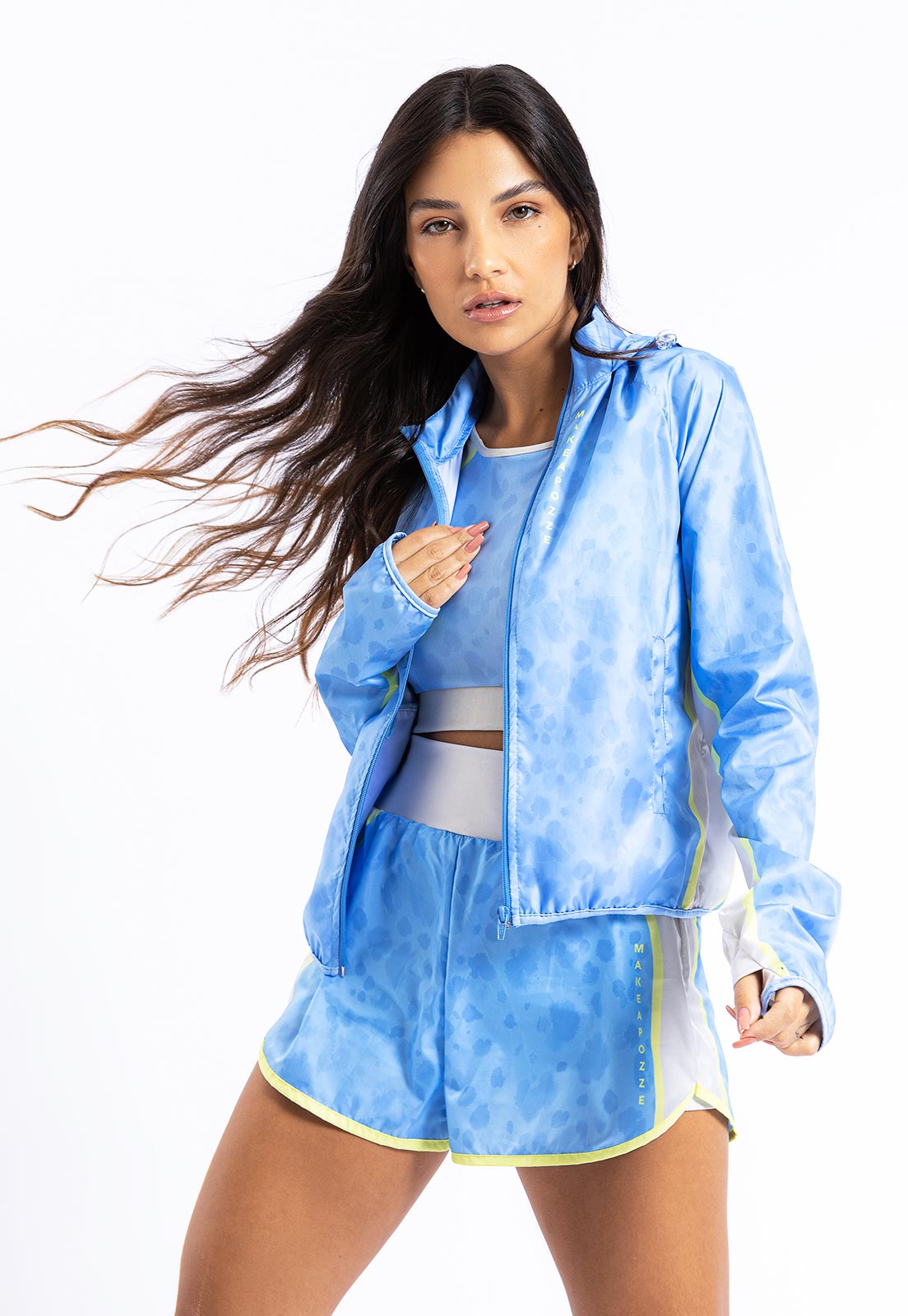 Shorts duplo Bege Luna e Estampado com bolso Sinergia