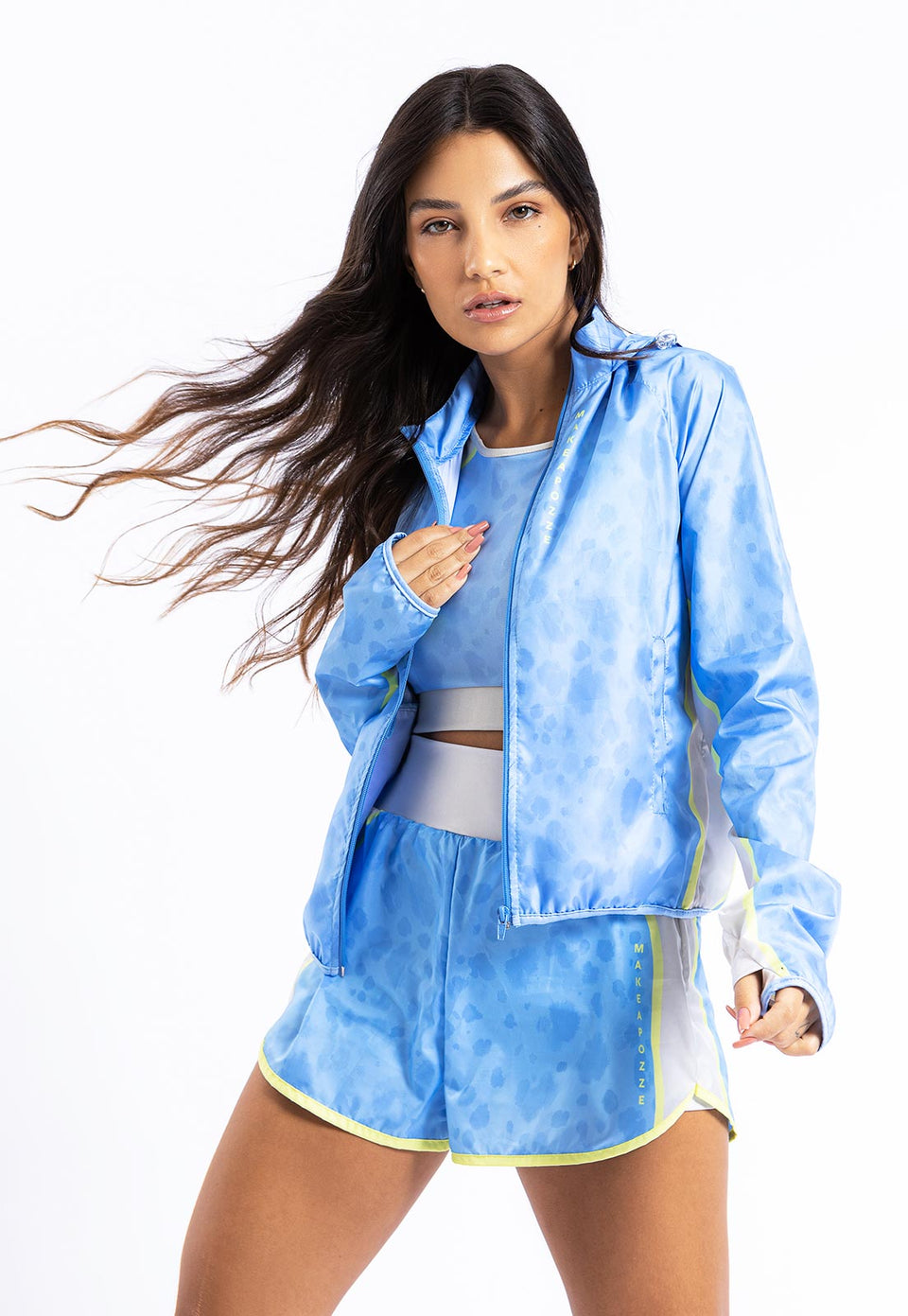 Shorts duplo Bege Luna e Estampado com bolso Sinergia