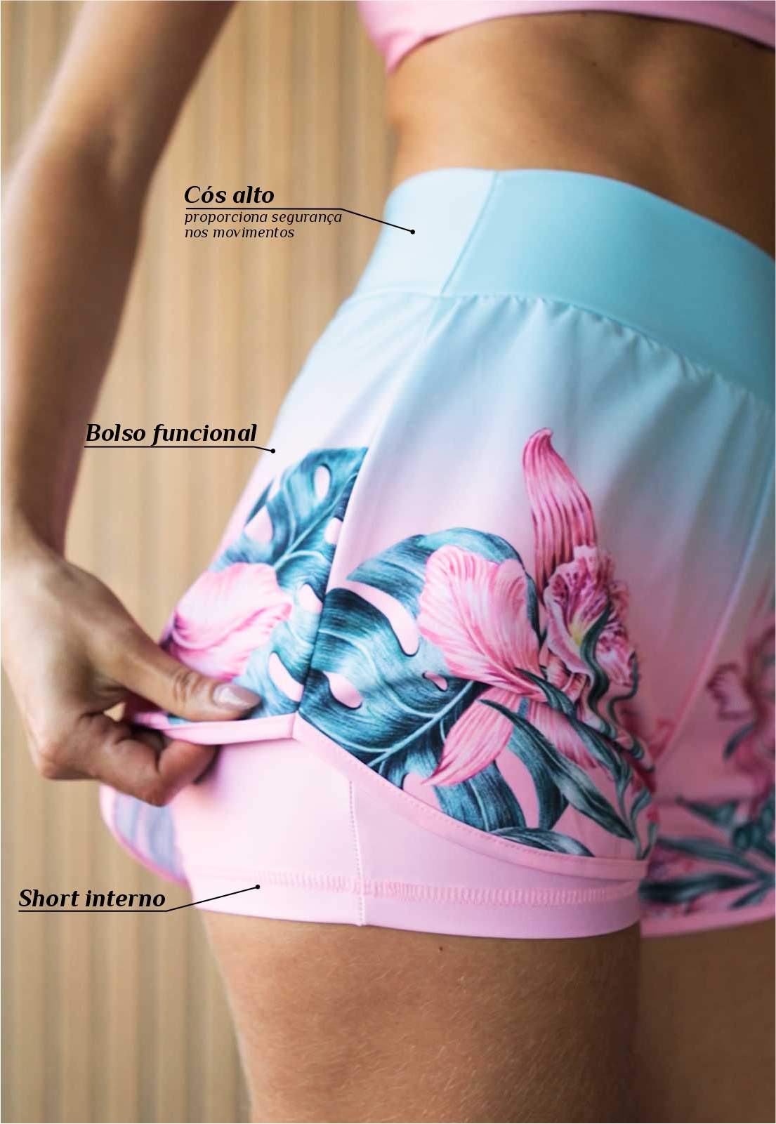Shorts duplo Degradê Floral