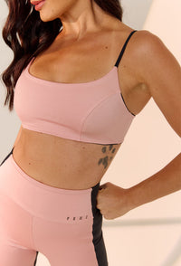 Top faixa dupla face bicolor rose shine e preto Solare