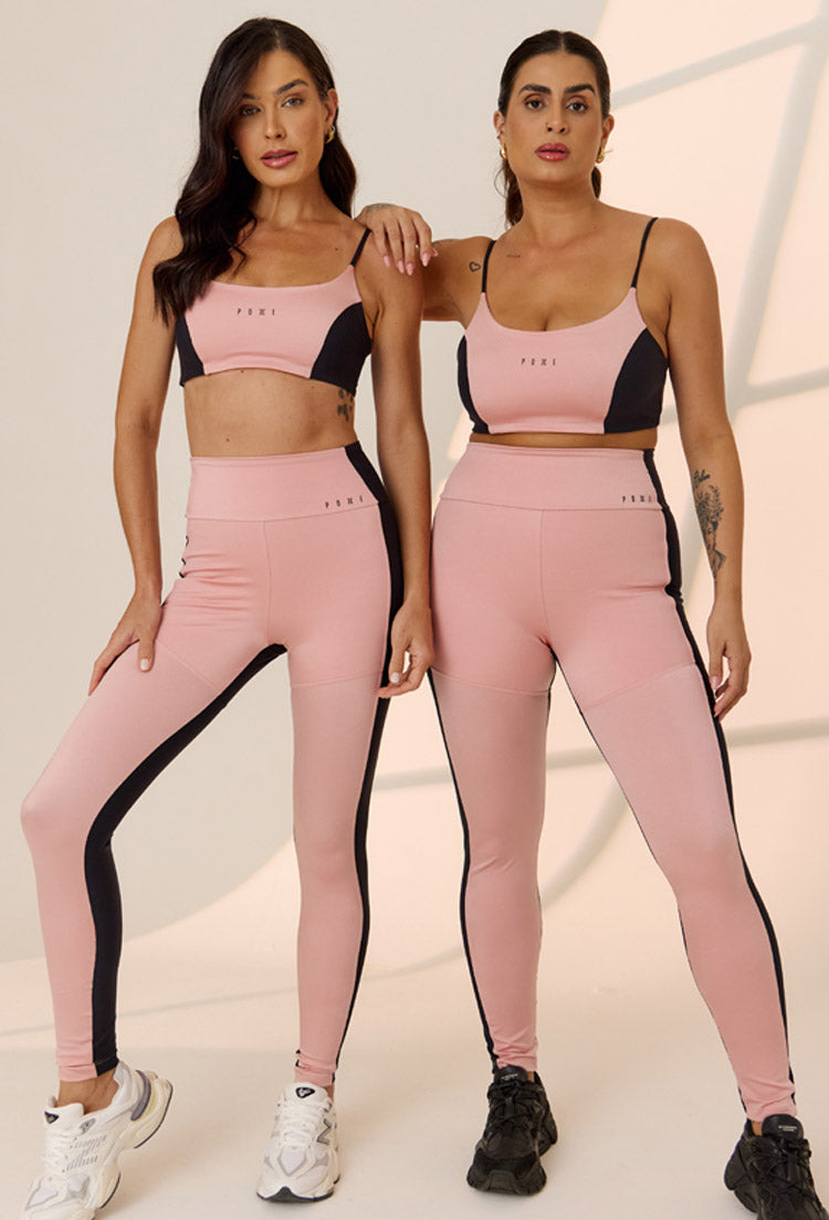 Top faixa dupla face bicolor rose shine e preto Solare
