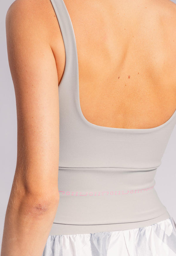 Top longo liso cinza granito com vivo Urbane