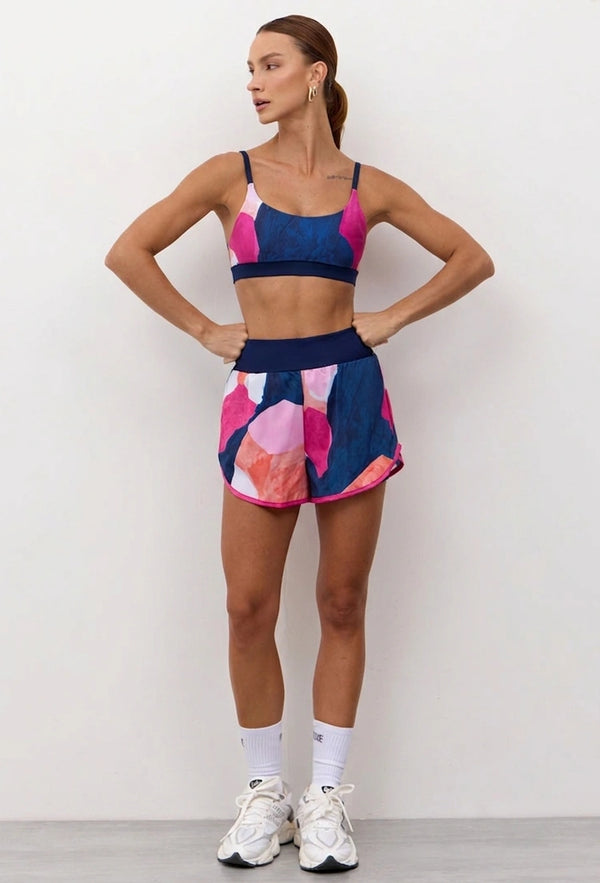 Conjunto Shorts duplo estampado + Top faixa dupla face Acqua