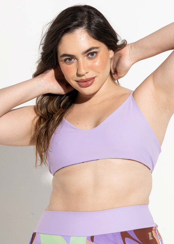 Top alça dupla face liso lavanda Aura