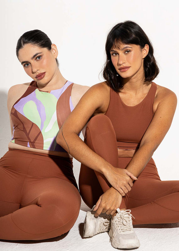 Top fechado dupla face liso capuccino Aura