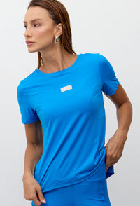 Tshirt alongada nas costas lisa azul santorini Athena